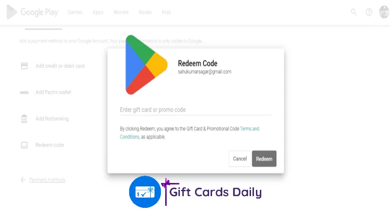 Redeem Play Store Gift Cards