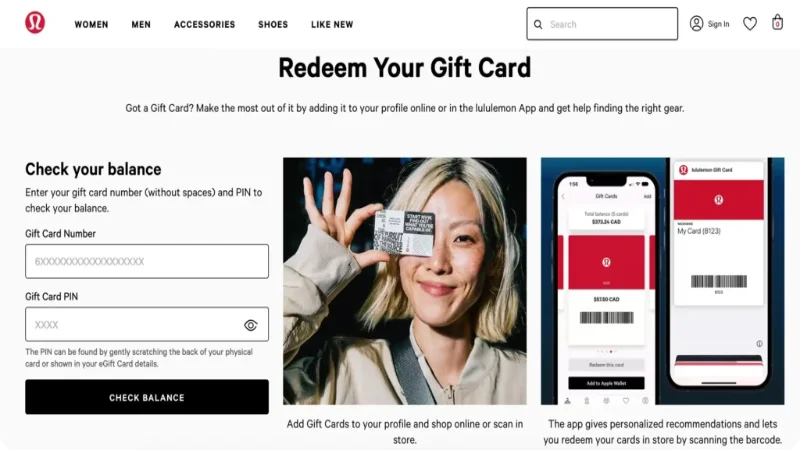 Use Lululemon Gift Cards